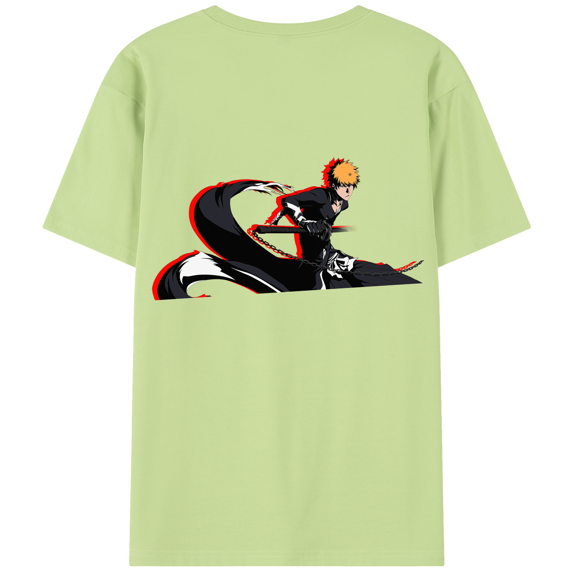 （画像用） ブリーチ 黒崎一護（くろさき いちご）BLEACH Kurosaki Ichigo 綿100％半袖Tシャツ（背面プリント）